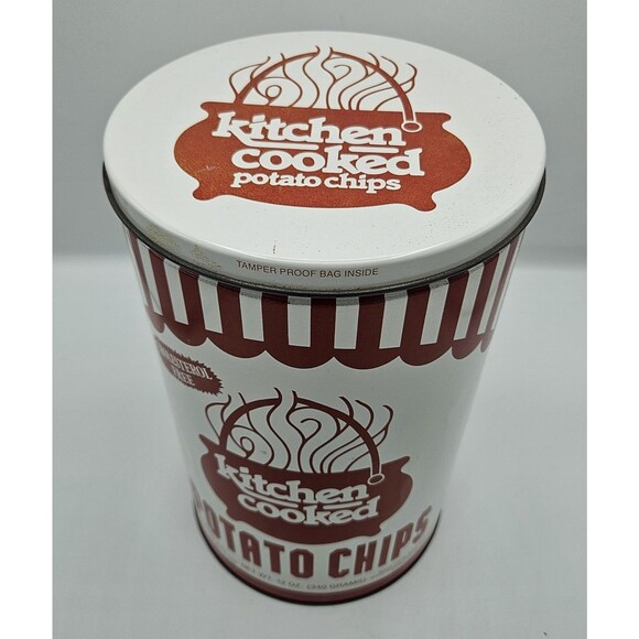 VTG 1990-91 KITCHEN COOKED POTATO CHIPS TIN 2ND LIMITED EDITION RED AND WHITE - Picture 6 of 11